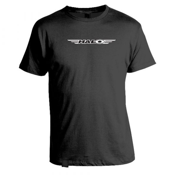 Halo logo T-shirt in black or red
