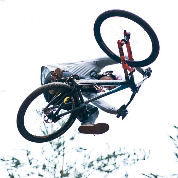 Halo Chaos Dirt Jump Wheels in 26” being ridden by MTB and slopestyle rider Matt Jones.