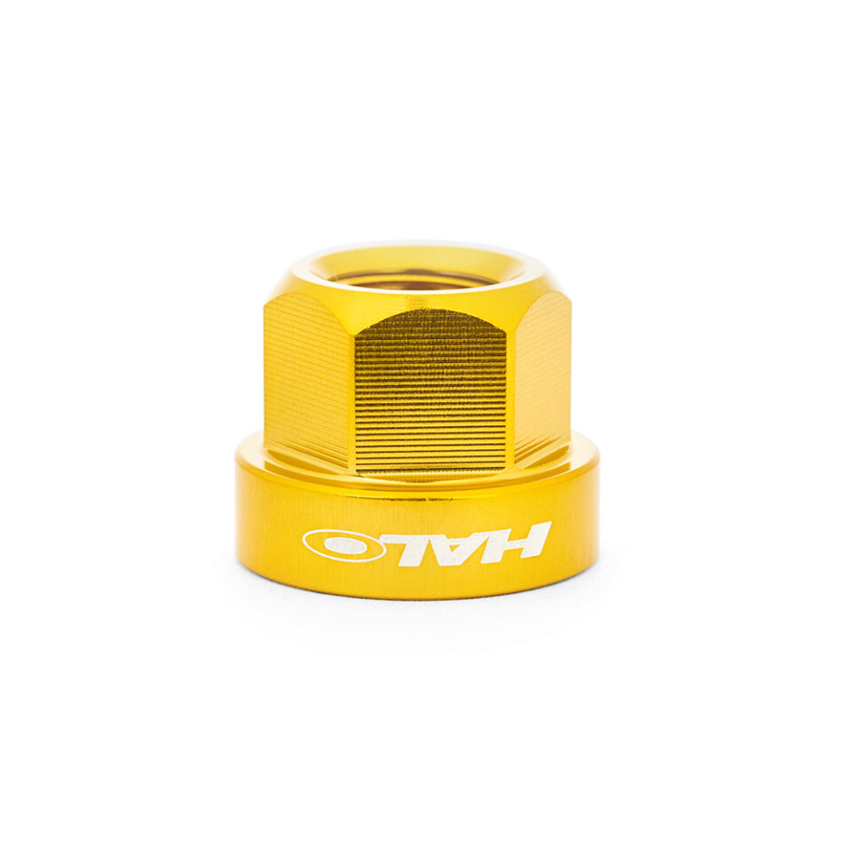 Halo 10mm alloy axle nut in anodised gold