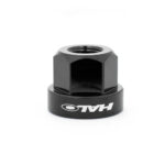 Halo 9mm alloy axle nut in anodised black