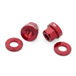 Halo 9mm alloy axle nuts and washers in anodised red