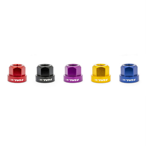 Halo alloy axle nut in various anodised colours